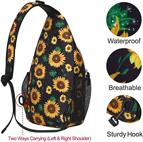 New Sling Backpack | Travel Hiking Daypack Sunflower Rope Crossbody