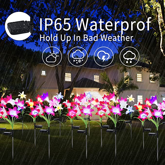 New 3Pack Solar Garden Lights | Automatic Color Changing LED Solar Flowers