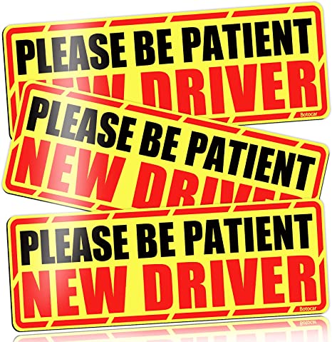 New Reflective & Magnetic Warning New Driver | "Please Be Patient New Driver" Signs | 10" × 3.5"