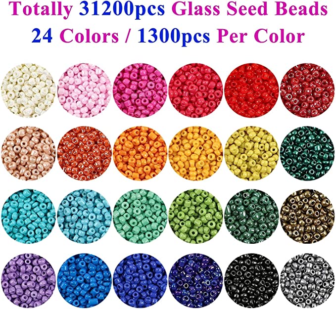 New 31200 PCS 2mm Small Glass Seed Beads | Jewelry Making & Crafts w/ Storage Box