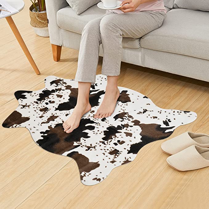 New 3.6' x 2.5' Cow Print Rug | Area Carpet Animal Print Mat