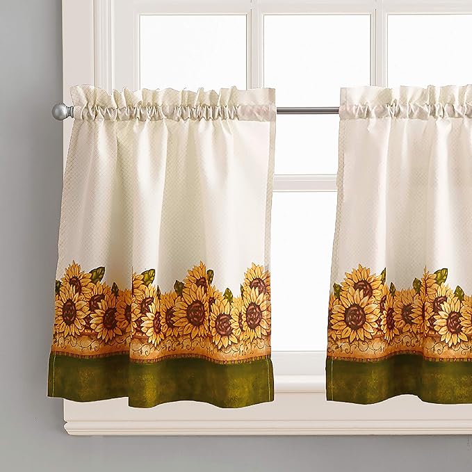 New Sunflower Garden Window Curtain Tier & Valance