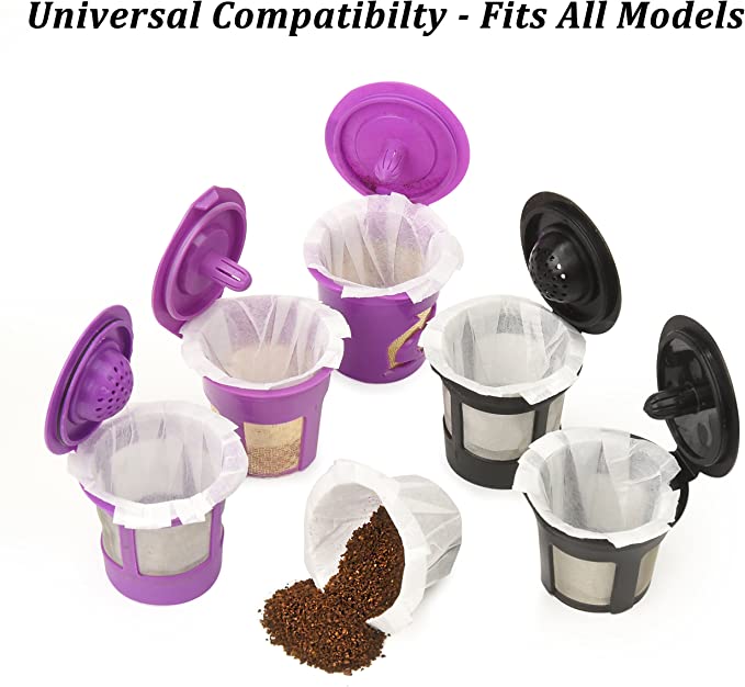 New 100 PCS K Cup Filters w/ All Reusable Coffee Pods | Compostable & Disposable Coffee Filters