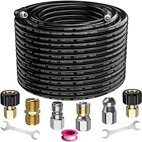 Heavy Duty Sewer Jetter Kit | Hydro Drain Jetter Cleaner Hose | Drain Cleaner Hose