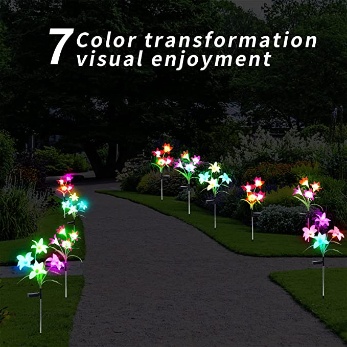 New 3Pack Solar Garden Lights | Automatic Color Changing LED Solar Flowers