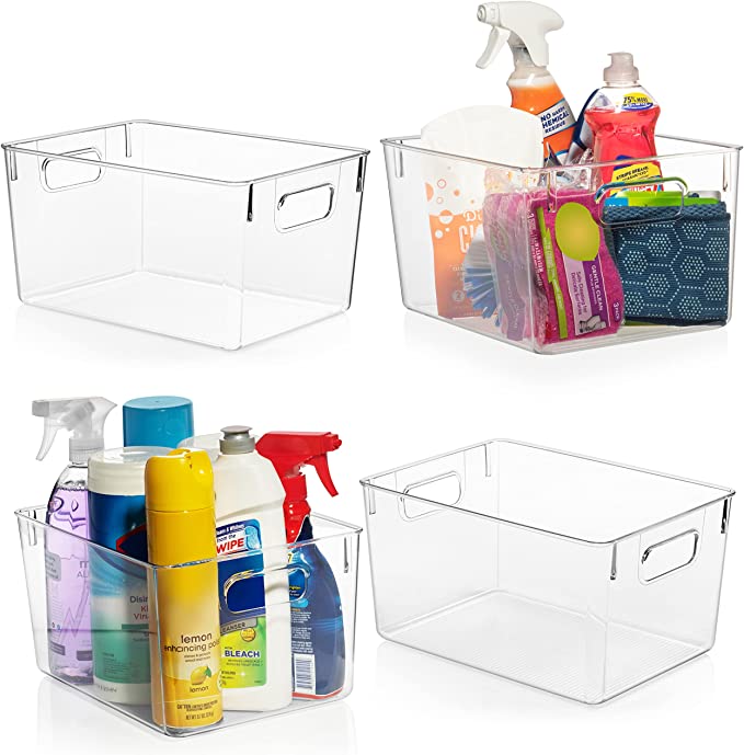 New Plastic Storage Bins | Kitchen Organization or Pantry Storage | 4 Pack Large