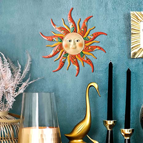 New 17.3" Large Metal Sun Wall Art Decor | Indoor/Outdoor Decor