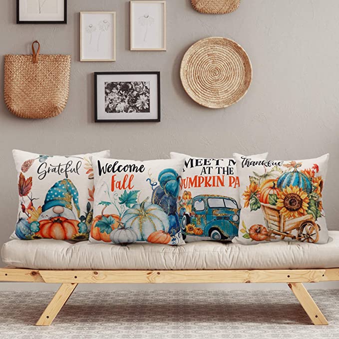 New Set of 4 18" x 18" Throw Pillow Covers | Farmhouse Outdoor Decoration