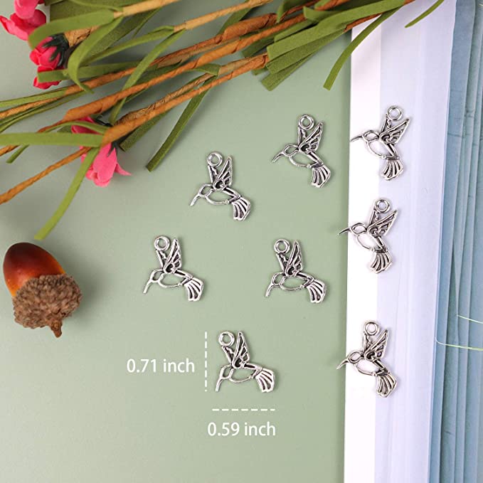 New 100PCS Antique Silver Hummingbird Charms Pendant | DIY Jewelry Making