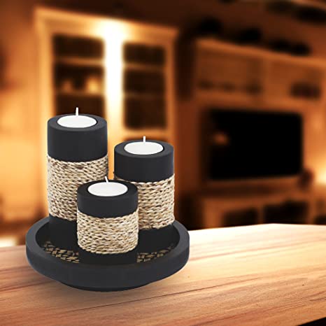 New Tealight Candle Holders | Decorative Candle Holders | Small Rope Decoration | Set of 3