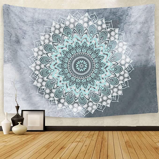 New Mandala Tapestry | Hippie Bohemian Flower Psychedelic Tapestry | 59" x 79"