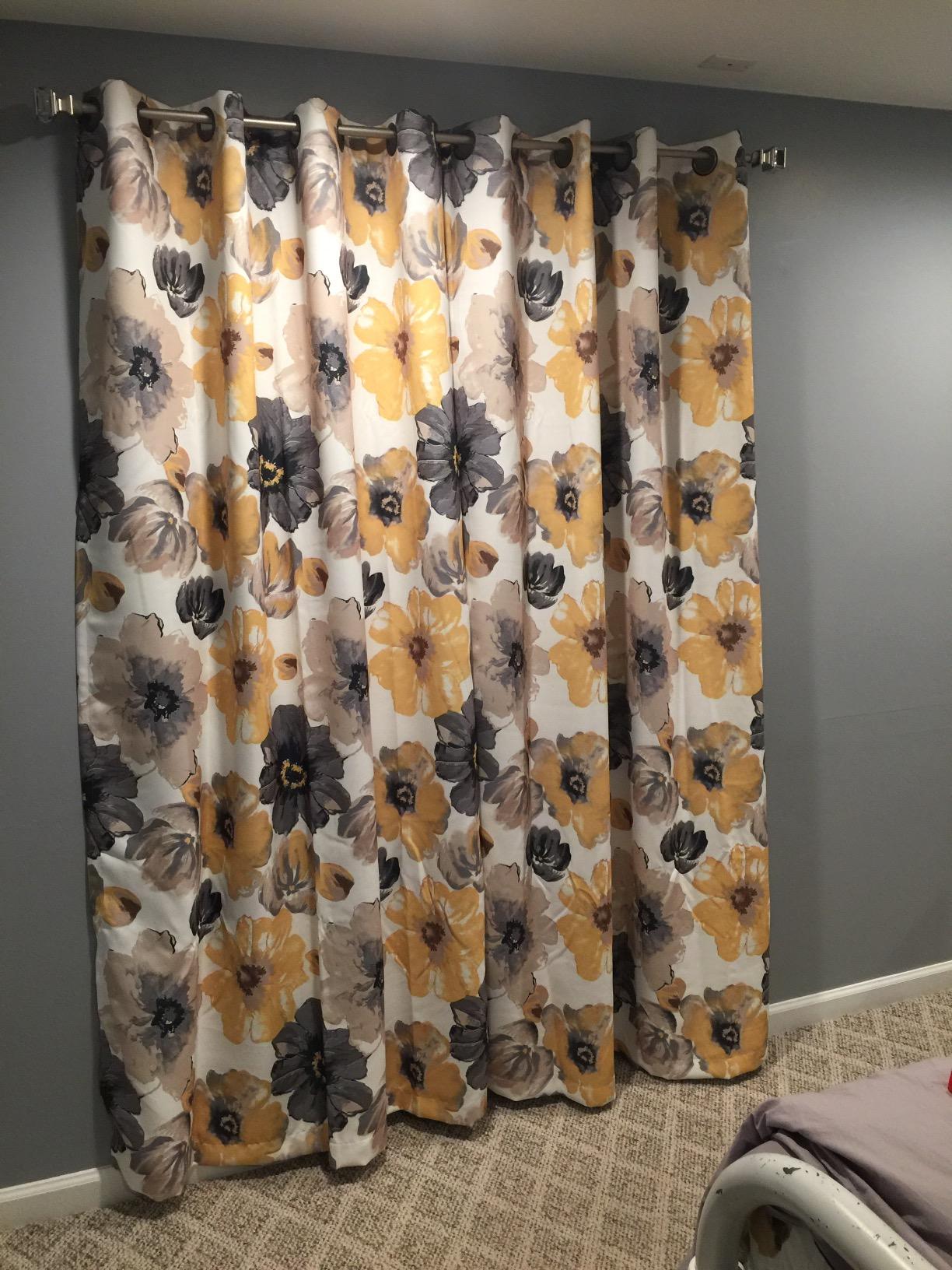 New Room Darkening Window Curtain | Floral Insulated Grommet | 84" L