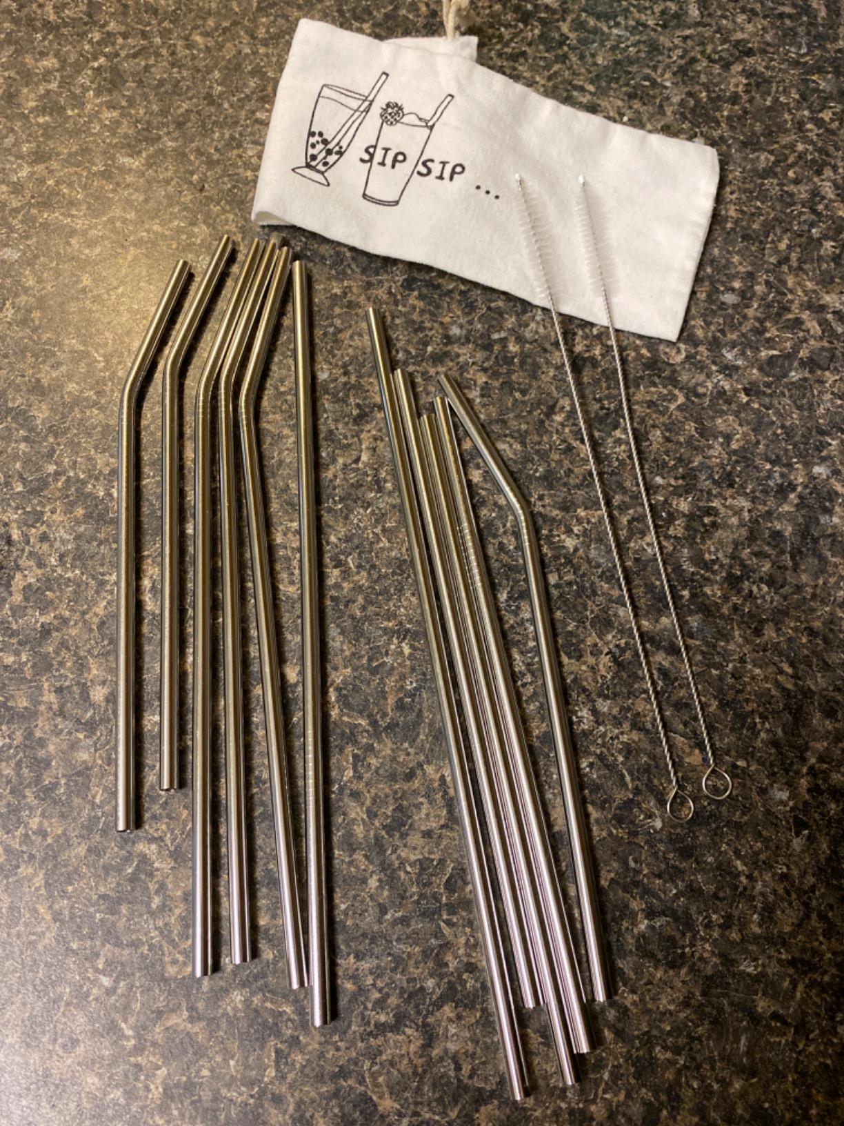 New Reusable Stainless Steel Metal Straws | Long Drinking Straws | 12 Pack