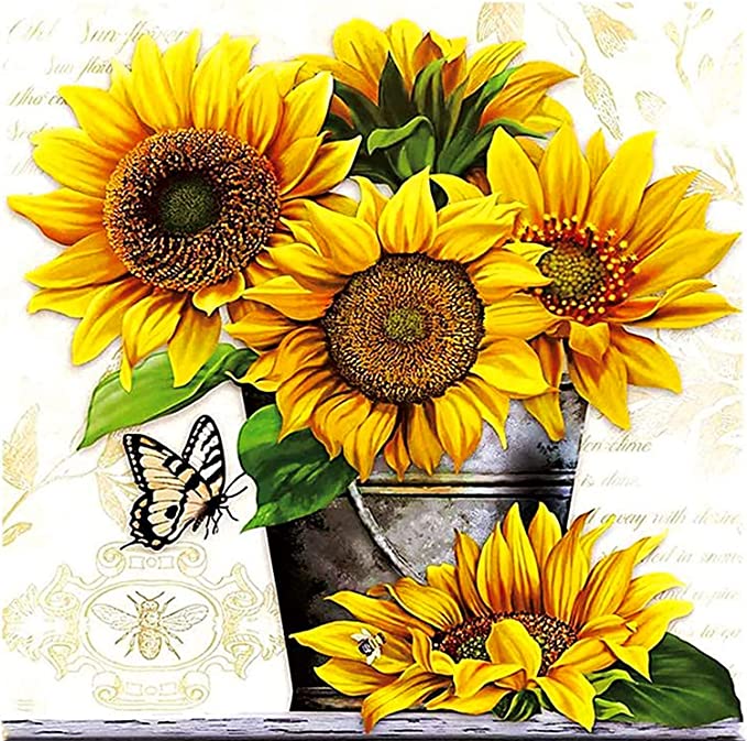 New 13.8" x 13.8" 5D DIY Diamond Art Kits Flowers Paint w/ Round Diamonds Gem Art Butterfly