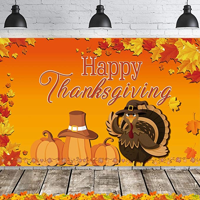 New Happy Thanksgiving Hanging Extra Large Fabric Sign Poster Background Banner