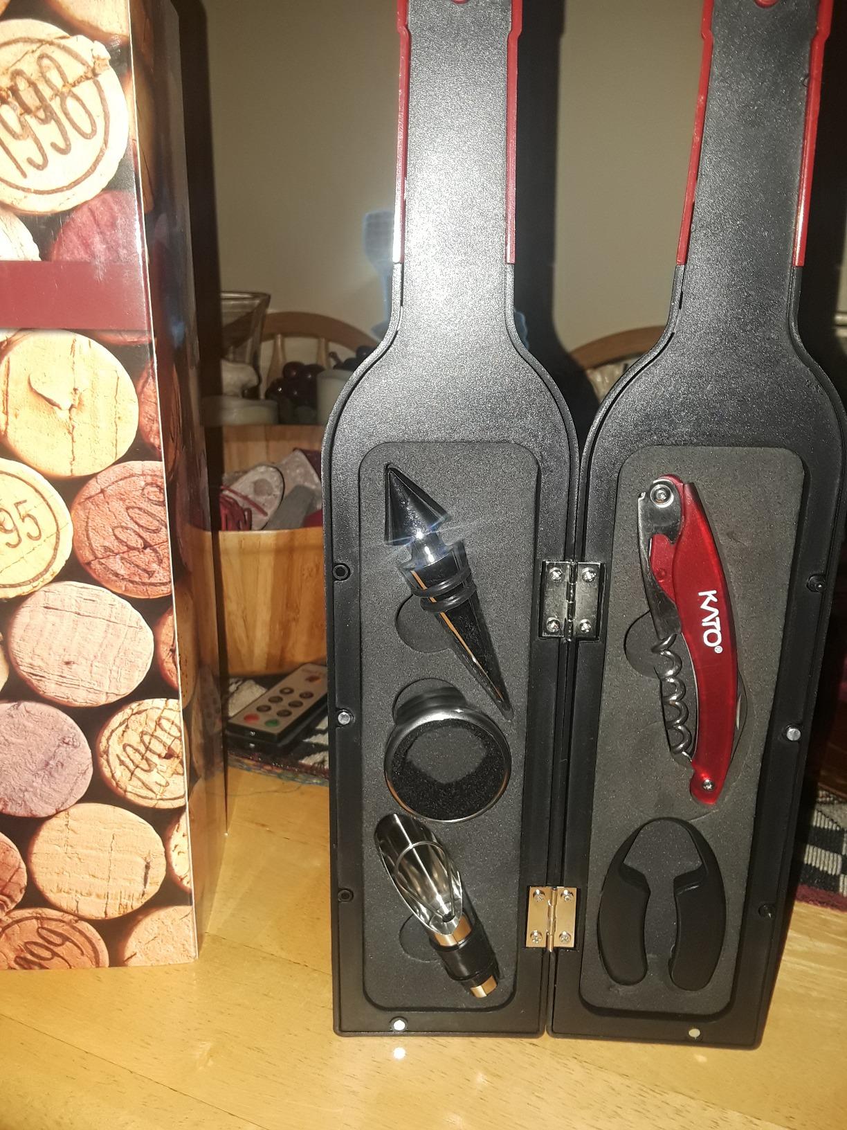 New Wine Bottle Corkscrew Opener Kit | Foil Cutter and Wine Pourer and Stopper