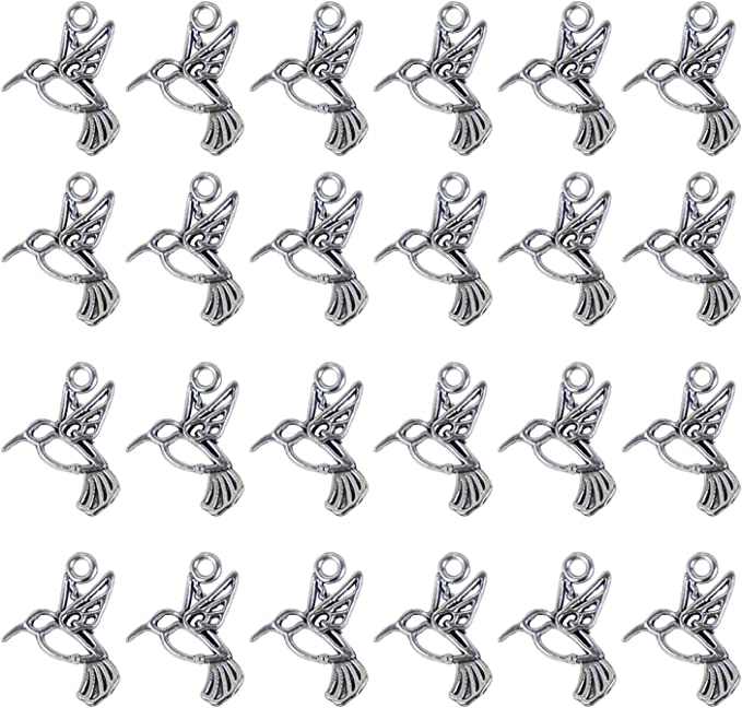 New 100PCS Antique Silver Hummingbird Charms Pendant | DIY Jewelry Making