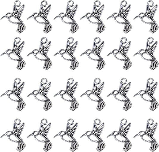 New 100PCS Antique Silver Hummingbird Charms Pendant | DIY Jewelry Making