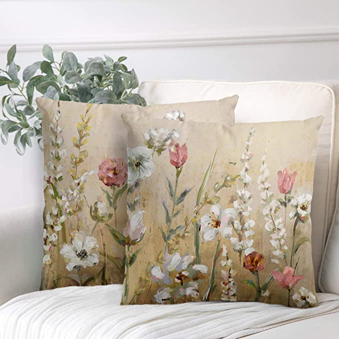 New 2PCS 16" x 16" Flower Throw Pillow Covers | Decorative Cushion Cases