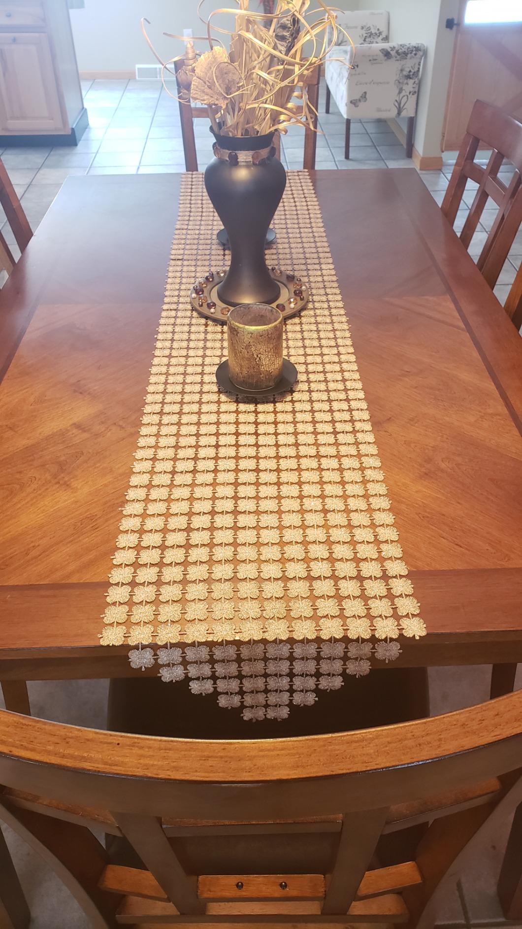 New 12" x 72" Table Runners | Glitter Gold Clover Table Runner