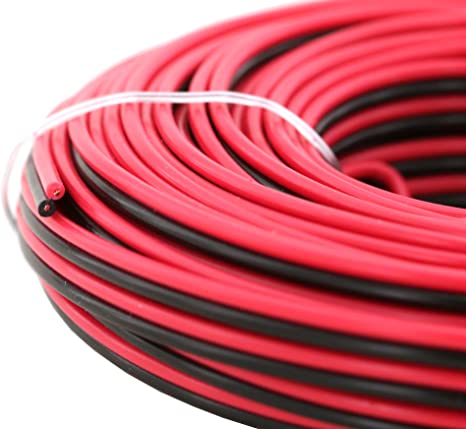 Heavy Duty Copper 24 AWG - American Wire Gauge 50ft Red & Black Bonded Zip Cord Cable