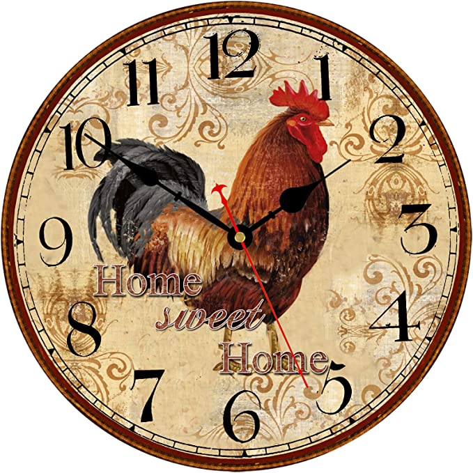 New 14" Rustic Rooster Wall Clock | Farmhouse Wall Clocks Decoration