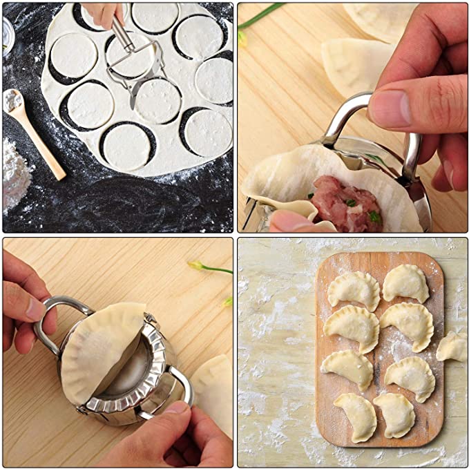 New 3 PCS Dumplings Maker Stainless Steel | 1 Dumpling Skin Maker 2 Dumpling Molds | Kitchen