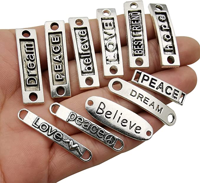 New Inspiration Words Lettering Charms Jewelry Making Crafting | DIY Necklace Bracelet