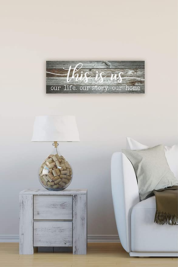 New Rustic Farmhouse Wood Wall Decor Sign | This Is Us Our Life Our Story Our Home | 6" x 18"