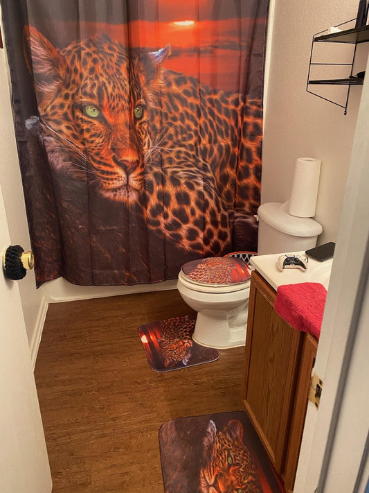 New Moon Leopard Cheetah Shower Curtain Set  Accessories | 70.8" x 70"