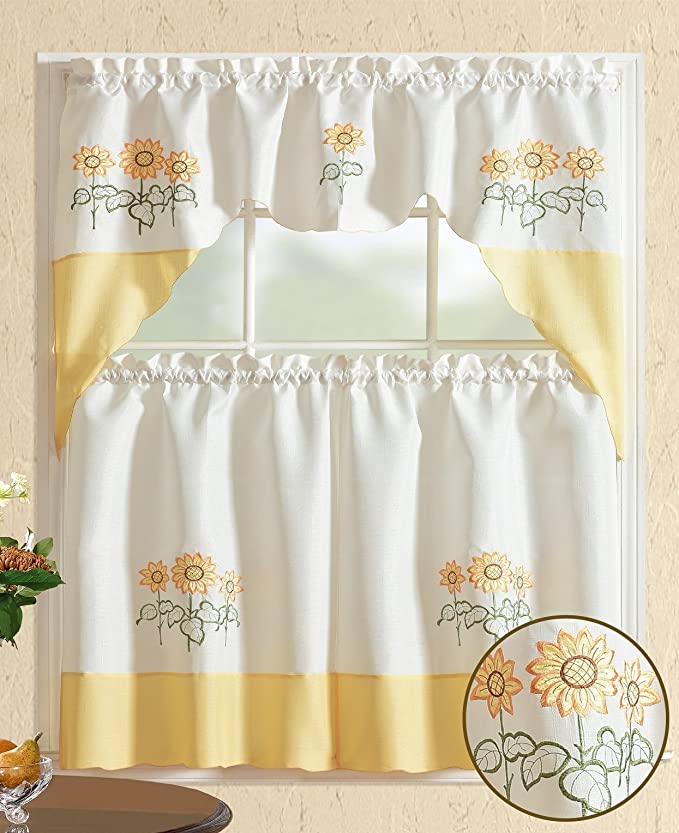 New Embroidered Home Kitchen Window Treatment Curtain