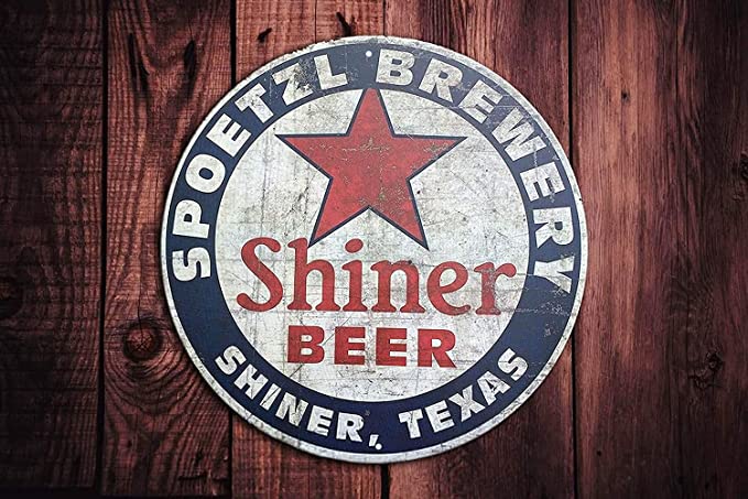 Vintage Shiner Beer Shiner Texas | Style Round Tin Sign Metal Sign Poster | 12" x 12"