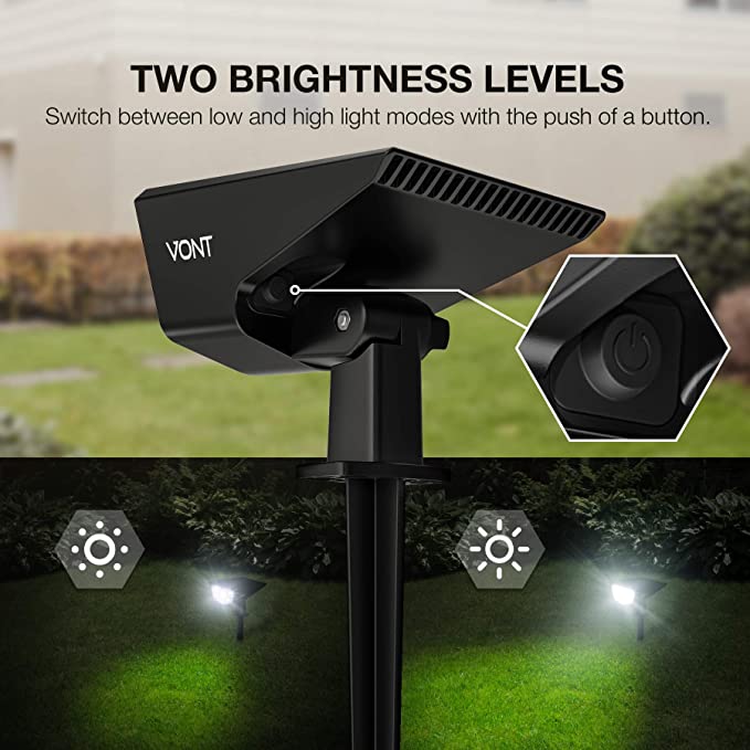 Heavy Duty 2PCS Duty LED Outdoor Solar Lights | Waterproof Landscape Spotlights