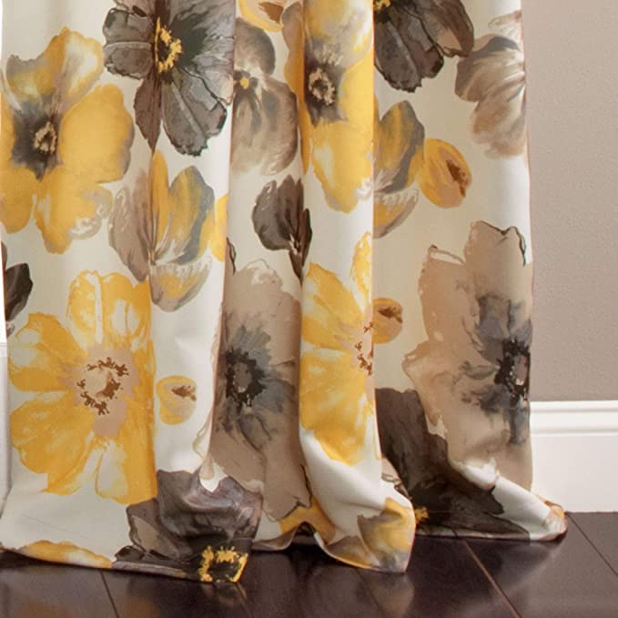 New Room Darkening Window Curtain | Floral Insulated Grommet | 84" L