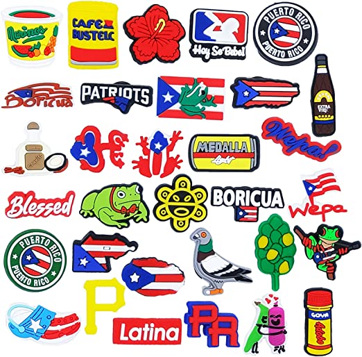 New 32 PCS Puerto Rico Charms | Puerto Rican Boricua Shoe Charms Decoration