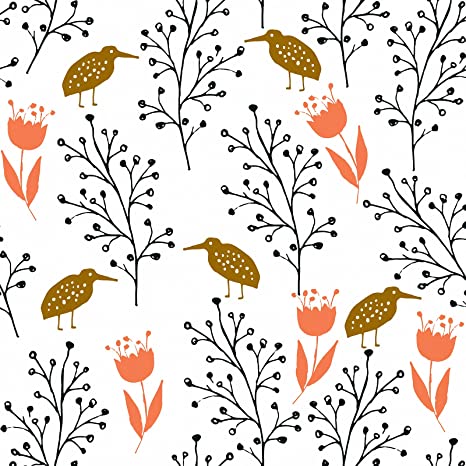 New 17.7" × 118" Self Adhesive Flower Birds Wallpaper | Removable Decorative Wall Paper