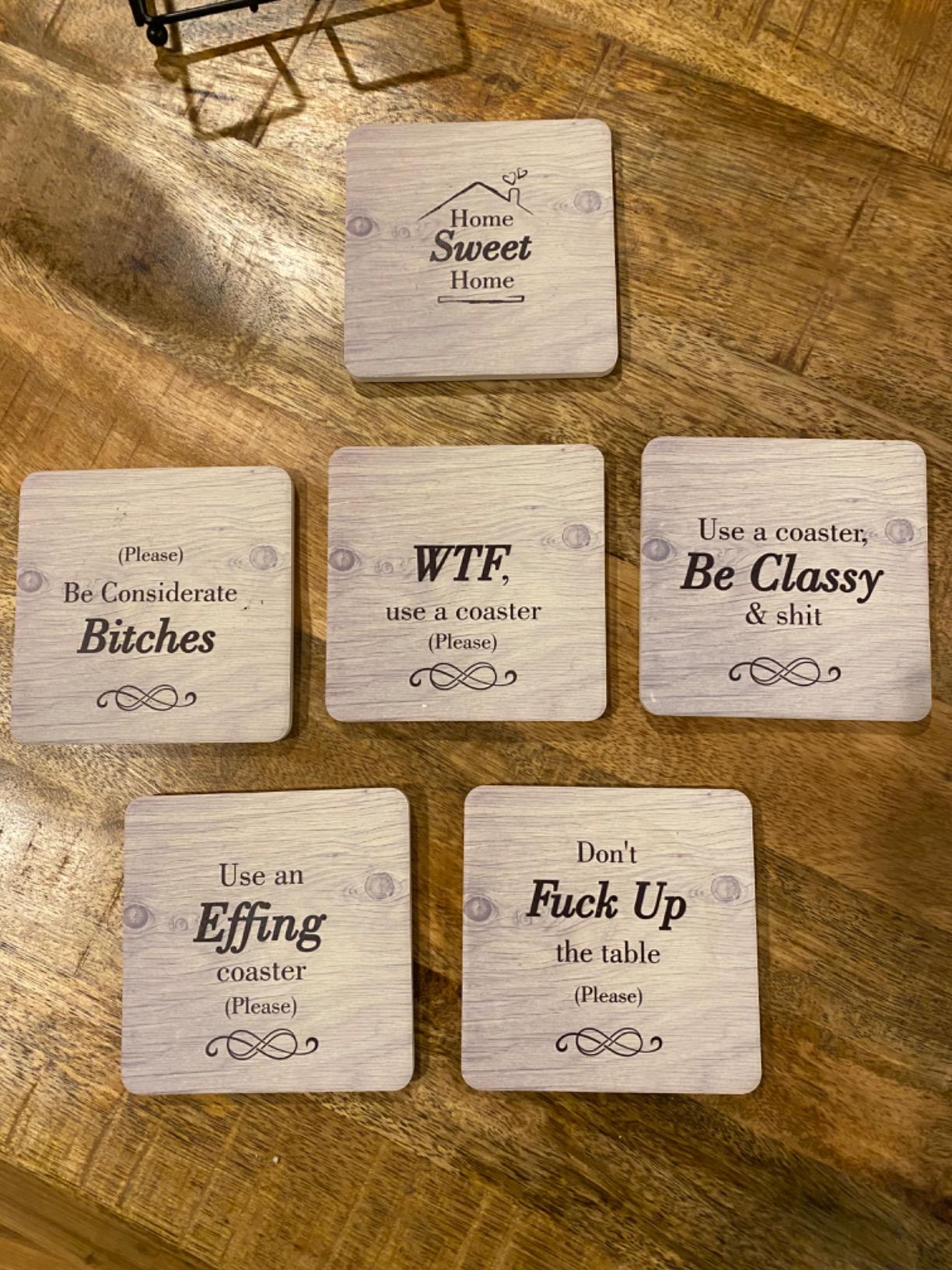 New Funny Coasters for Drinks Absorbent with Holder | 6 Pcs