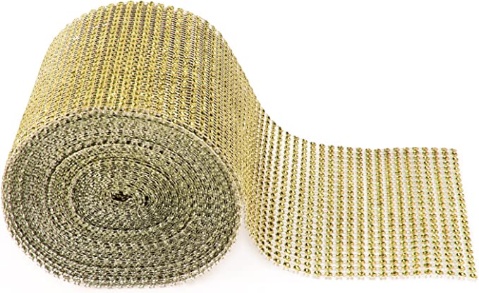 New Gold Diamond Sparkling Rhinestone Mesh Ribbon