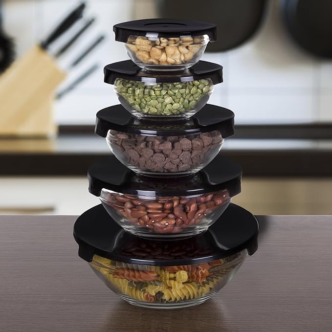 New 10PCS Glass Food Storage Containers w/ Snap Lids