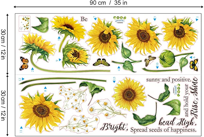 New Summer Sunflower Wall Decals | Butterfly Wall Stickers