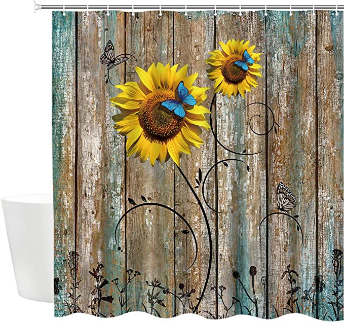 New Rustic Floral Shower Curtain | Country Fabric Shower Curtain Machine Washable