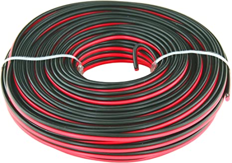 Heavy Duty Copper 24 AWG - American Wire Gauge 50ft Red & Black Bonded Zip Cord Cable