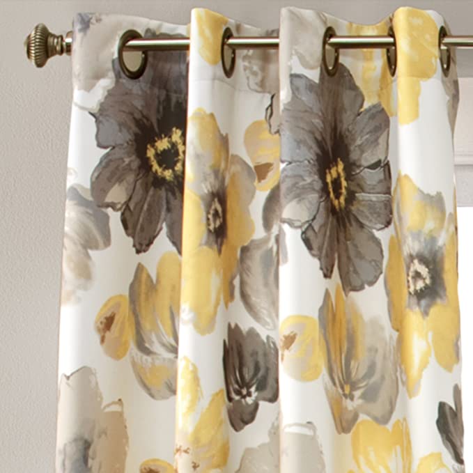 New Room Darkening Window Curtain | Floral Insulated Grommet | 84" L