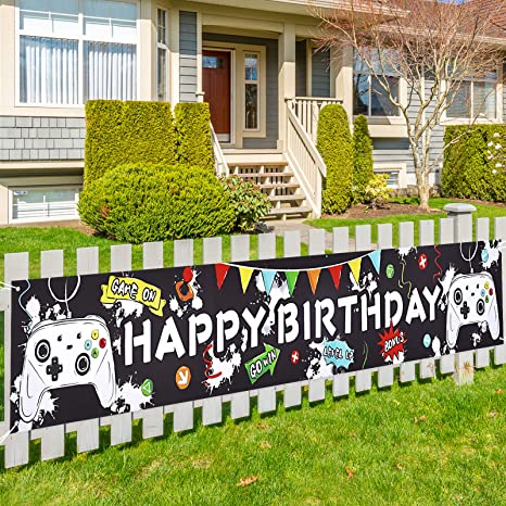 New 19" x 118" Video Game Happ Birthday Banner | Game Theme Party Decorations