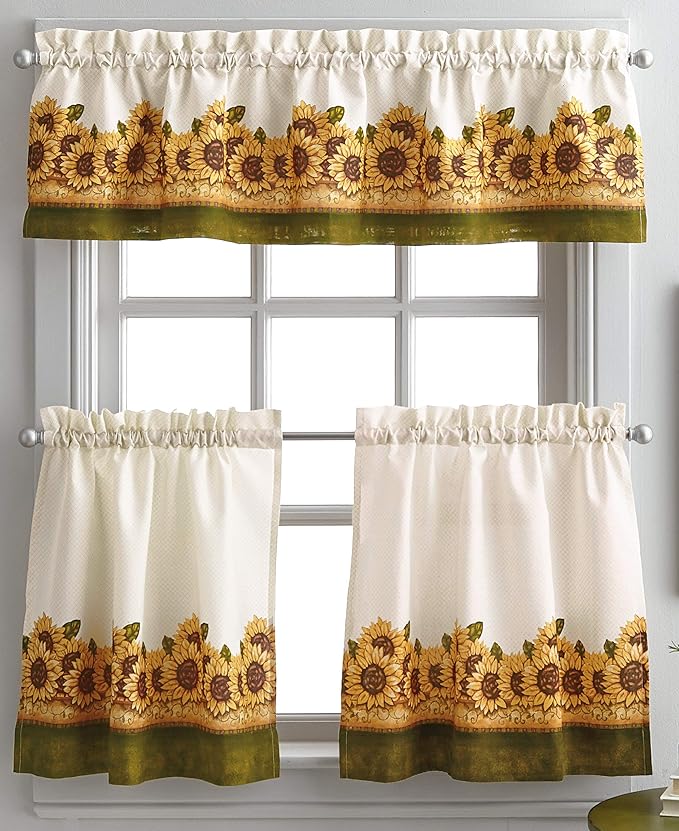 New Sunflower Garden Window Curtain Tier & Valance