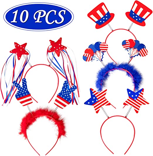 New 10 PCS Patriotic Head Boppers Headband | July Party Accessories Favors Decorations