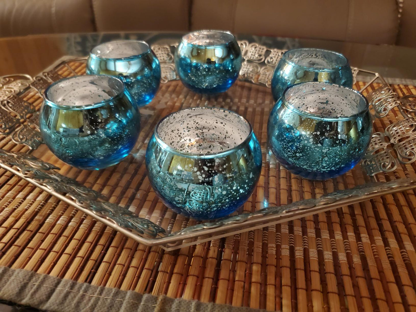 New 16PCS Round Mercury Glass Votive Candle Holders