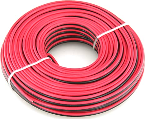 Heavy Duty Copper 24 AWG - American Wire Gauge 50ft Red & Black Bonded Zip Cord Cable