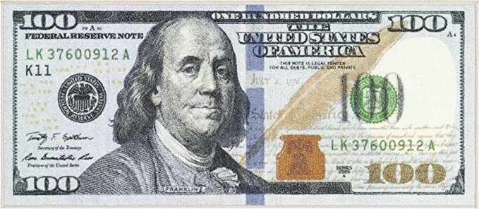 New 22" x 53' Hundred Dollar Bill runner rug