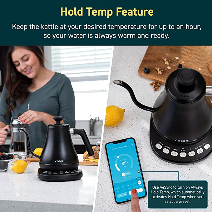 Heavy Duty Electric Gooseneck Kettle Smart Bluetooth with Variable Temperature Control